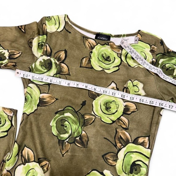 Y2K Green Two Piece Sz L Floral 2000s Matching Set - Picture 3 of 6